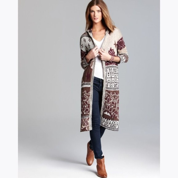 Free People Sweaters - FREE PEOPLE Bandana Hooded Cardigan Sweater sz M